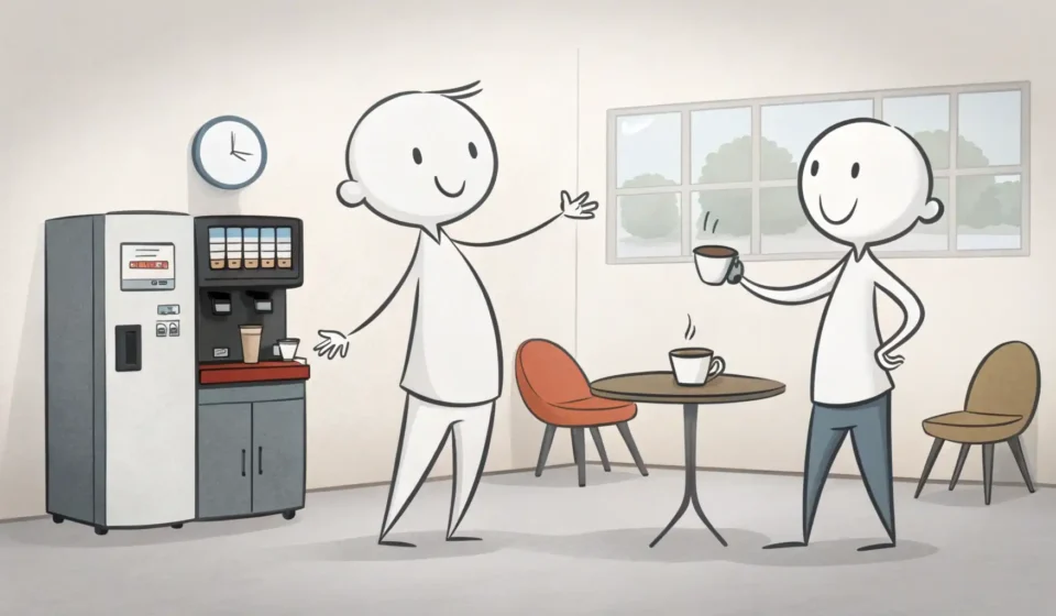 Asking for Help Moving a Heavy Box in Korean Illustration depicting one person politely asking another person for help moving a heavy cardboard b...