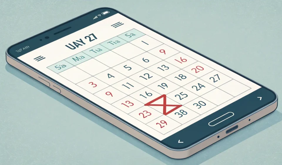 How to Cancel a Hospital Appointment in Korean Smartphone displaying a calendar with a date crossed out, symbolizing cancelling a hospital appointm...