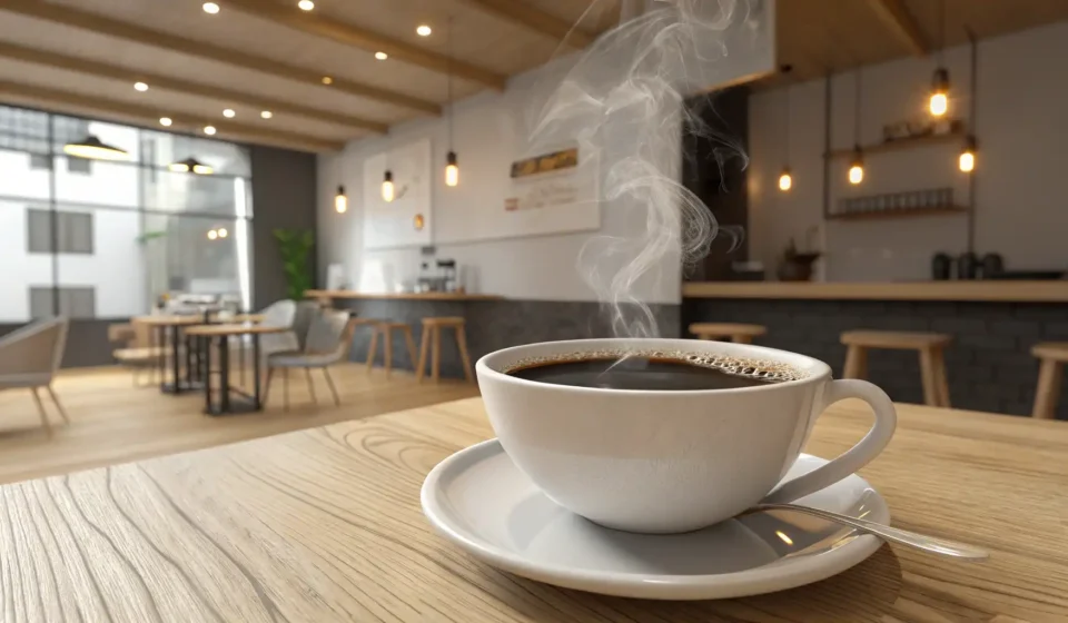 How to Order Coffee Without Cream in Korean A steaming cup of black coffee sits on a table in a modern Korean cafe, illustrating the topic of or...
