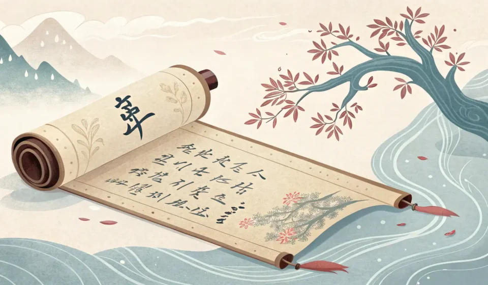 How to Say “A cyborg explorer negotiating with a desert mirage for a map of truth” in Korean An ancient Korean scroll with abstract map-like markings, symbolizing the challenge of translating c...