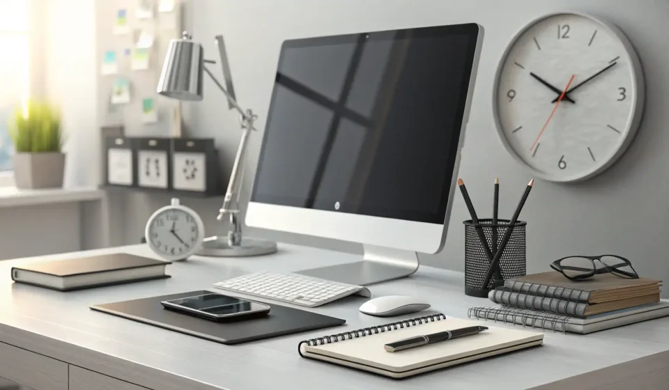 Explaining Work Delays to Teammates in Korean A clean illustration of a Korean office desk with a phone and a clock, symbolizing the concept of ex...
