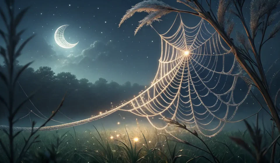 Weaving Magic: Korean Expressions for Fantasy Tales Glowing moonlight silk being woven on a traditional-style loom, symbolizing learning Korean fantasy...