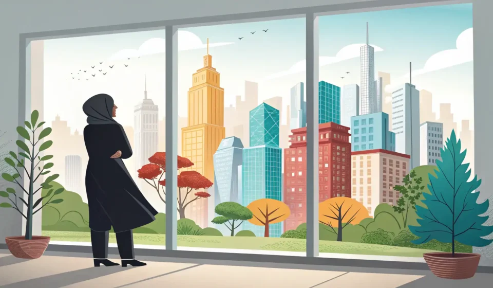How to Find Job Information in Korean Illustration of a person looking towards the Seoul skyline, representing the search for job informat...