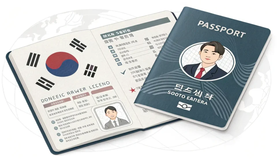 How to Apply for an International Driving Permit in Korean Illustration of a Korean passport and driver's license, representing the documents needed to apply f...