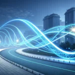 Finding a Lost Package: Korean Phrases for Office Workers Abstract blue light trails representing fast internet speed over a modern Korean cityscape, illustra...