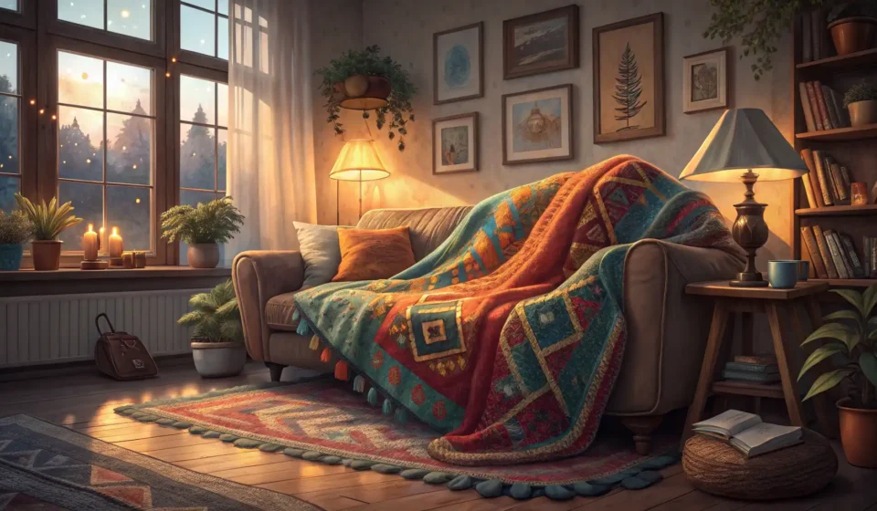 How to Express a Sibling Argument Over a Blanket in Korean Illustration of a blanket being pulled tightly over a couch, representing a sibling argument over a...