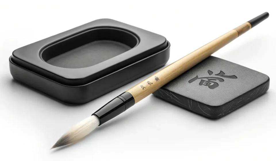 How to Ask a Professor About a Research Project in Korean Illustration symbolizing Korean academic research inquiry, showing a traditional ink brush next to a...