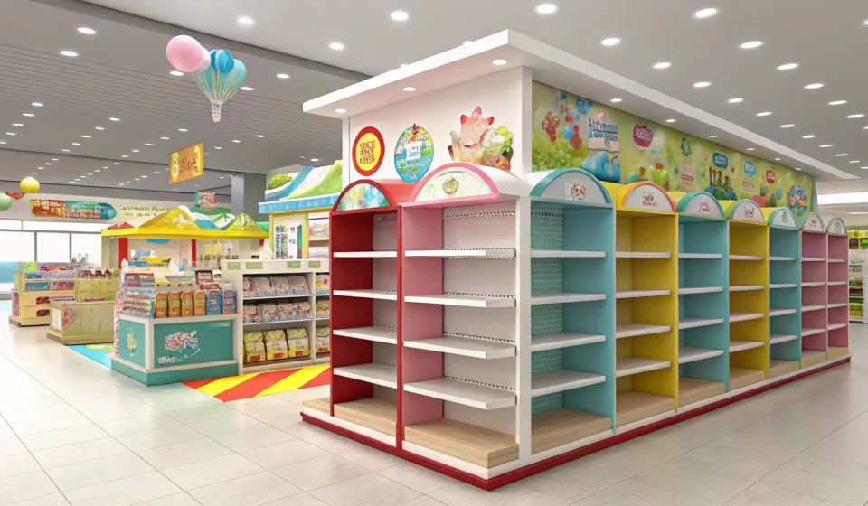 How to Ask About Restock Dates for Popular Items in Korean Illustration showing an empty shelf in a Korean toy store, representing asking about restock dates f...