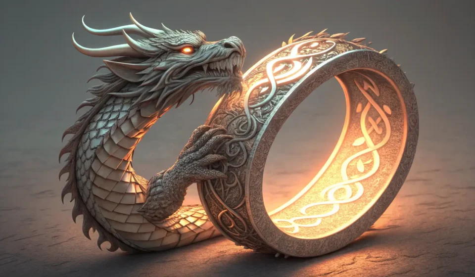 How to Say “A dragon jeweler debating a thunderbolt about forging lightning rings” in Korean Stylized Korean dragon scales forming a glowing ring next to a dramatic lightning bolt, symbolizing...