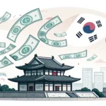 How to Convince a Friend to Try Archery in Korean Illustration symbolizing international money transfer from Korea, showing Korean Won notes moving fr...