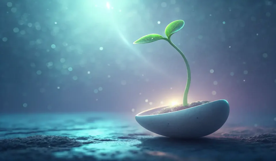 How to Say: A Space Farmer Asking a Cosmic Wind About Sowing Seeds in Orbit in Korean A glowing seedling sprouts in a pod orbiting Earth against a swirling space nebula, symbolizing grow...