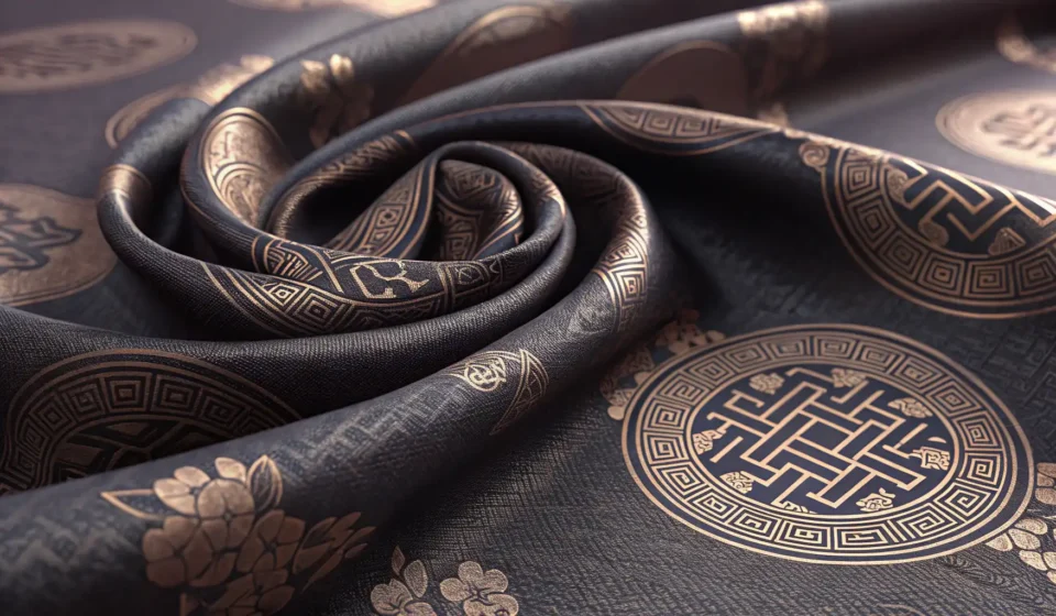 How to Say: A Werewolf Tailor’s Request to a Vampire Client Close-up of dark, patterned Korean silk fabric with shadows, symbolizing concealment for a Korean la...