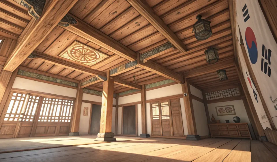 How to Tease a Sibling About Loud Footsteps in Korean Illustration showing sound waves coming from a ceiling in a Korean-style room, symbolizing the topic...