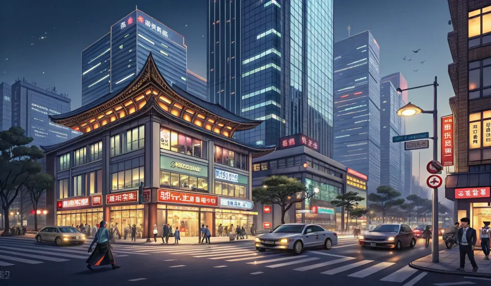 Understanding Yuheungjujeomeop in Korea Stylized illustration of a Korean street corner at night with subtle neon glow, representing the top...
