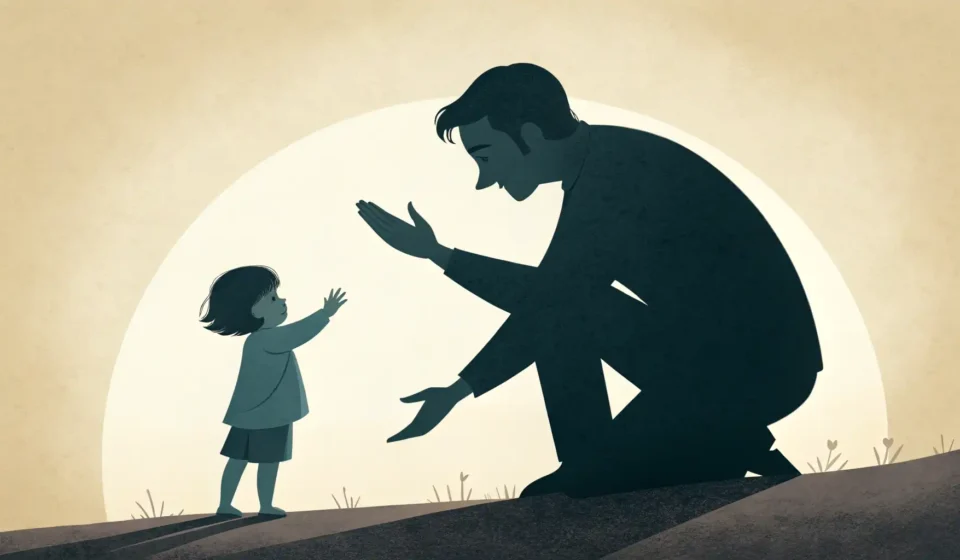 Why You Can’t Skip Brushing Your Teeth: A Parent’s Guide in Korean Illustration showing silhouettes of a Korean parent and child in a warm room, symbolizing a parent e...