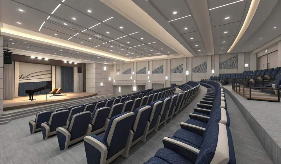 How to Request a Seat Change at a Performance Venue in Korean Rows of empty seats inside a Korean theater, illustrating the concept of choosing or changing seats...
