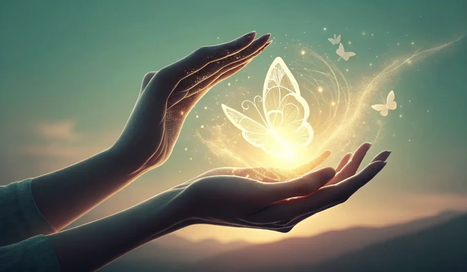 How to Say Pyelonephritis in Korean Illustration of hands gently holding a glowing shape symbolizing a kidney, with Korean patterns in t...