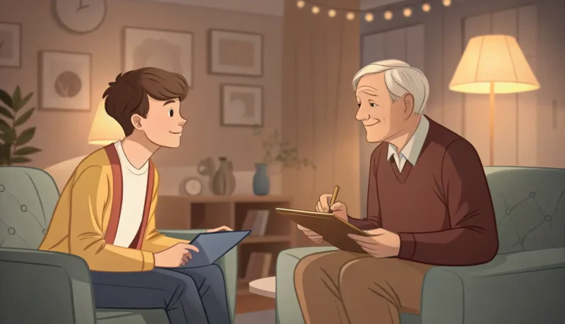 Negotiating Rent with Your Landlord in Korean Illustration depicting a polite negotiation between a tenant and a landlord over a rental contract d...