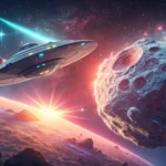 Teasing Your Sibling About Their Loud Laugh in Korean A spaceship communicates with a glowing asteroid via energy lines, symbolizing a Korean language les...