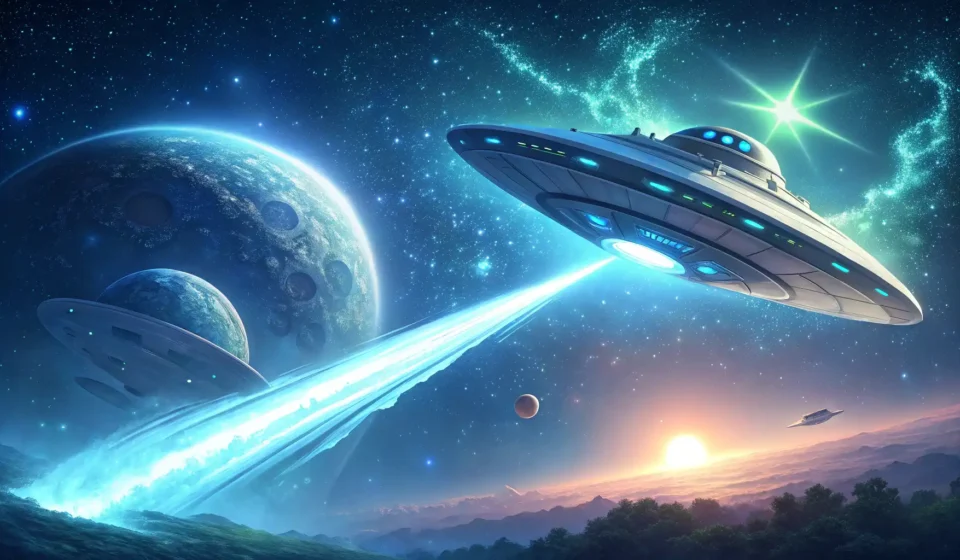 Negotiating with a Comet Spirit in Korean A spaceship approaches a glowing comet, symbolizing learning Korean phrases for negotiating passage...