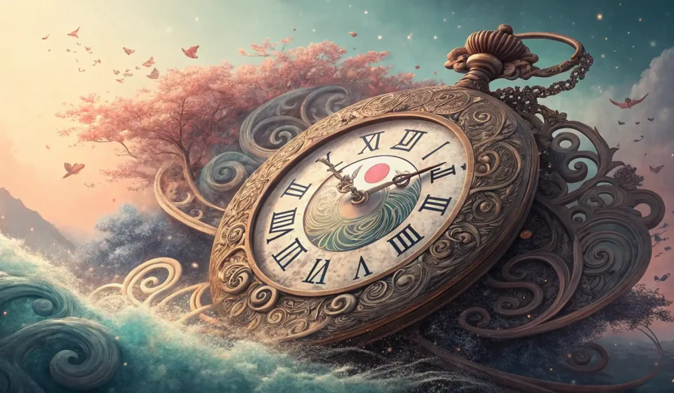 How to Discuss Time-Loop Merchants and Clock Ghosts in Korean A mystical Korean clock face dissolving into mist with glowing fragments, symbolizing Korean vocabul...