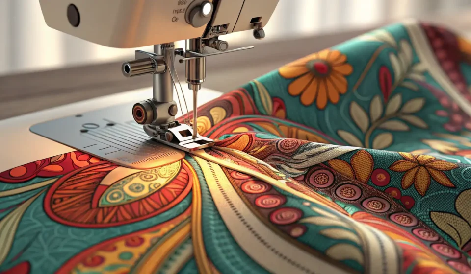 How to Ask for Last-Minute Dress Alterations in Korean Close-up of a sewing machine quickly altering dress fabric, symbolizing the urgency of last-minute c...