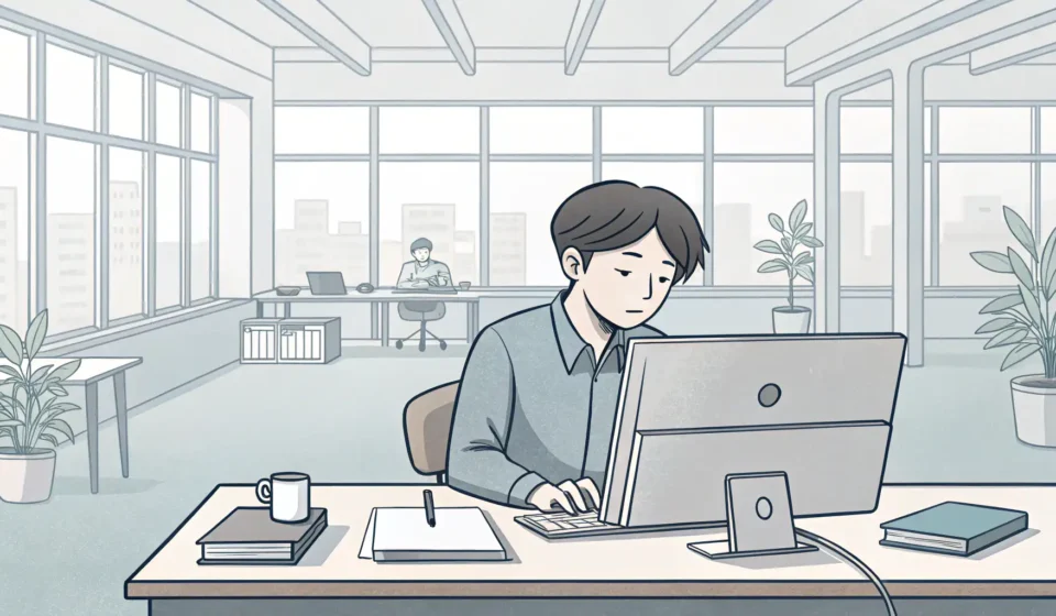 How to Explain a Wobbly Desk in Korean Two coworkers in a modern Korean office; one explains a problem with their slightly wobbly desk whil...