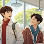 Two people in a Korean setting discussing health, with one appearing to ask about diet or fitness me...