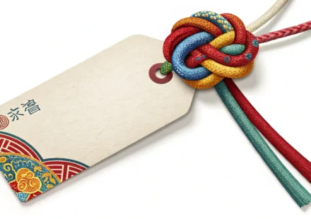 Illustration of a price tag hanging from a traditional Korean norigae accessory, symbolizing asking...