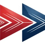 Minimalist graphic showing a red arrow and a blue arrow diverging, symbolizing A/B comparison choice...