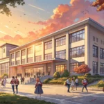 Illustration of Korean students participating in diverse after-school activities like sports and art...