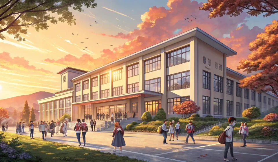 Illustration of Korean students participating in diverse after-school activities like sports and art...