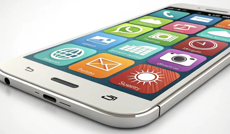 Illustration showing a smartphone with app icons next to a large question mark, symbolizing asking f...