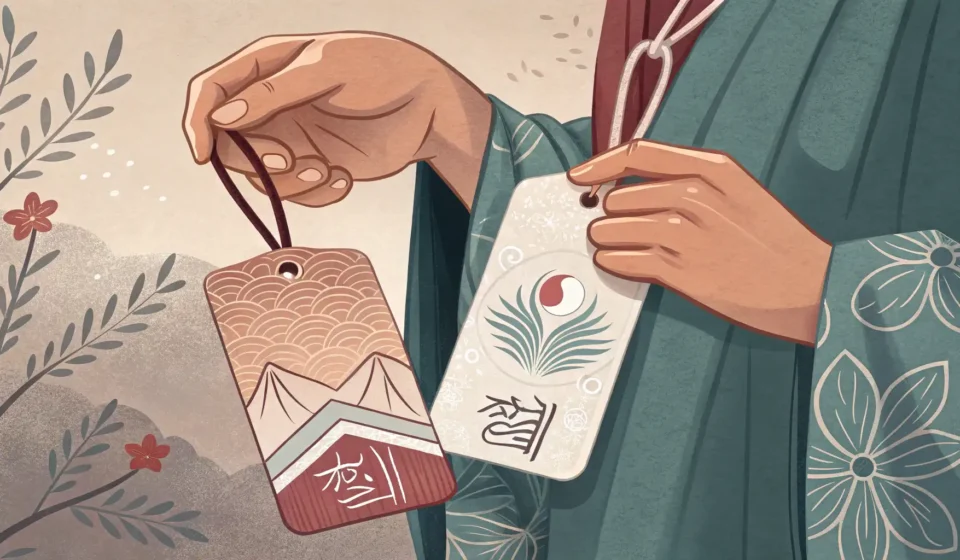 Illustration comparing a Korean-style clothing size tag with an international one, symbolizing askin...