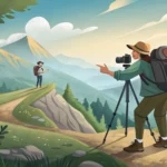A hiker asks a photographer for advice on capturing the sunrise from a Korean mountain peak, with ca...