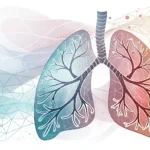 Stylized illustration of lungs with subtle Korean-inspired color patterns, representing learning Kor...