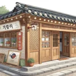 Stylized illustration symbolizing Korean business relocation expenses (yeong-eop-jang-i-jeon-bi), sh...