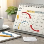 Illustration of a calendar indicating date changes, symbolizing modifying travel plans, with a subtl...