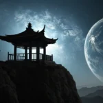 Thumbnail for Korean language lesson showing a Korean pavilion silhouette on the moon with Earth, a...
