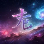 A glowing Korean Hangul character against a cosmic reef background, symbolizing learning creative an...