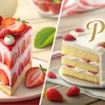 Split image showing a slice of cake and cookies, symbolizing the dilemma of choosing a dessert to ba...