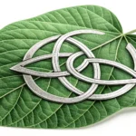 Stylized graphic representing an Environmental Management System, showing a green leaf intertwined w...