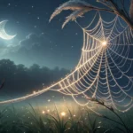 Glowing moonlight silk being woven on a traditional-style loom, symbolizing learning Korean fantasy...