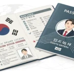 Illustration of a Korean passport and driver's license, representing the documents needed to apply f...