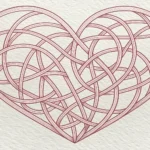 Stylized heart made of Korean knots, symbolizing chest tightness or psychogenic chest pain, for a Ko...