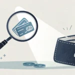 Illustration symbolizing searching for a lost item in Korea, showing a magnifying glass over a walle...