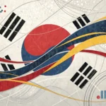 Abstract thumbnail with dynamic lines and shapes in Korean traditional colors, symbolizing the fast...