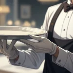 Waiter's hands politely offering a clean, empty glass in a Korean restaurant setting, illustrating s...