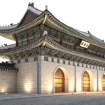 Illustration of a traditional Korean palace gate beneath a clear sky, representing integrity and gov...