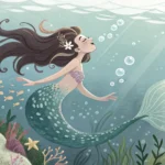 Illustration of a singing mermaid charming a large whale underwater, representing learning descripti...